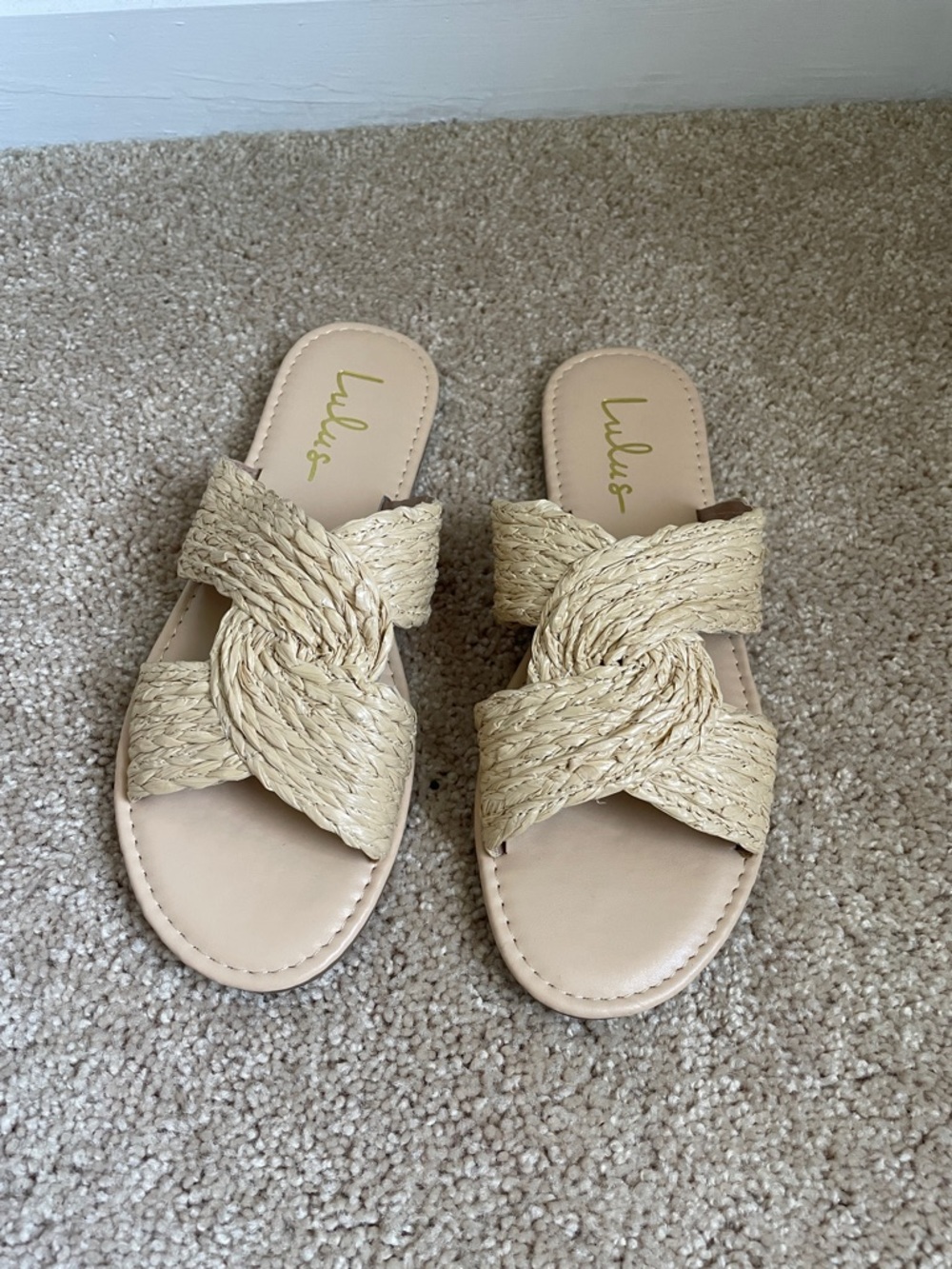 Lulu's Braided Natural Slide Sandals - Beige